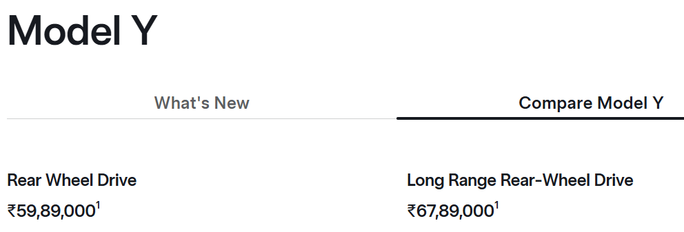 tesla model y india prices