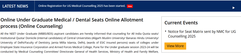 MCC NEET Counselling