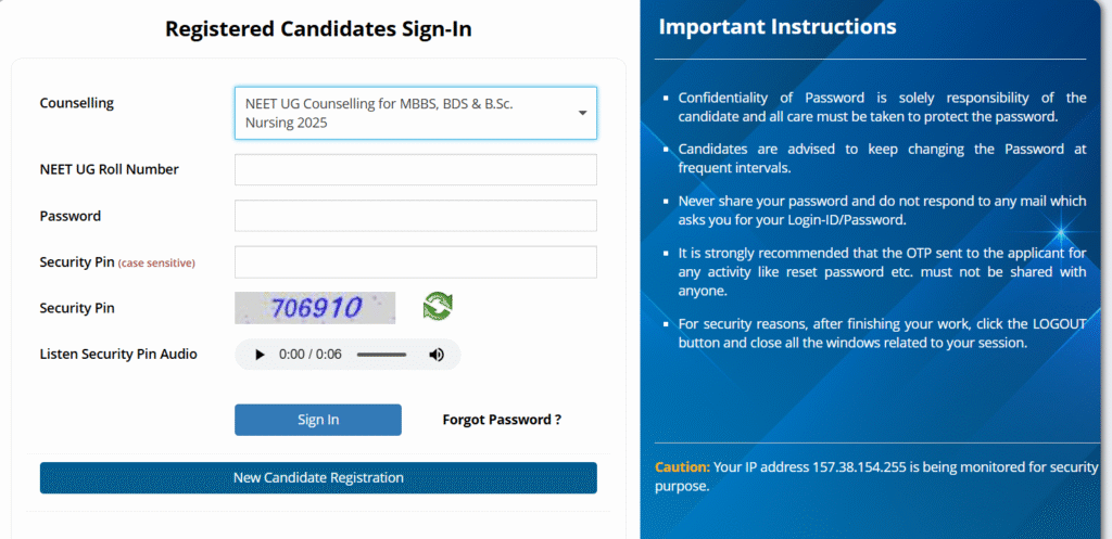 MCC NEET Counselling